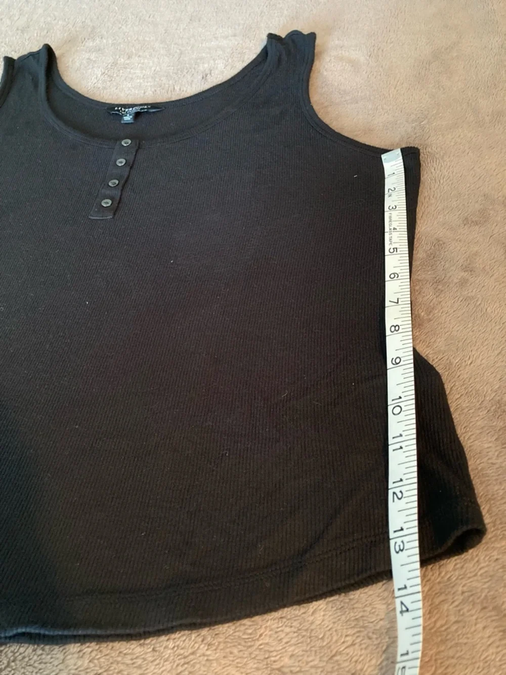 Liverpool Black Ribbed Button-Front Tank - Picture 5 of 8